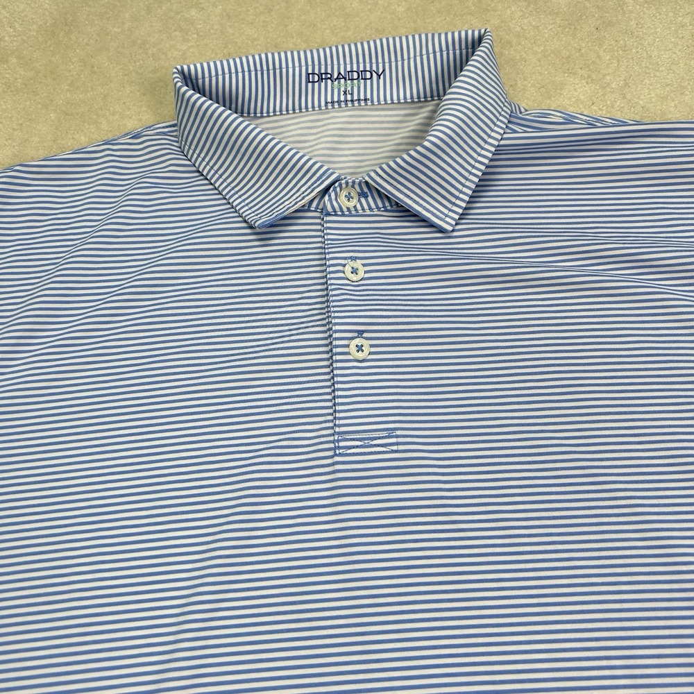 B. Draddy Sport Polo Shirt Men's XL Striped Golf Performance Stretch